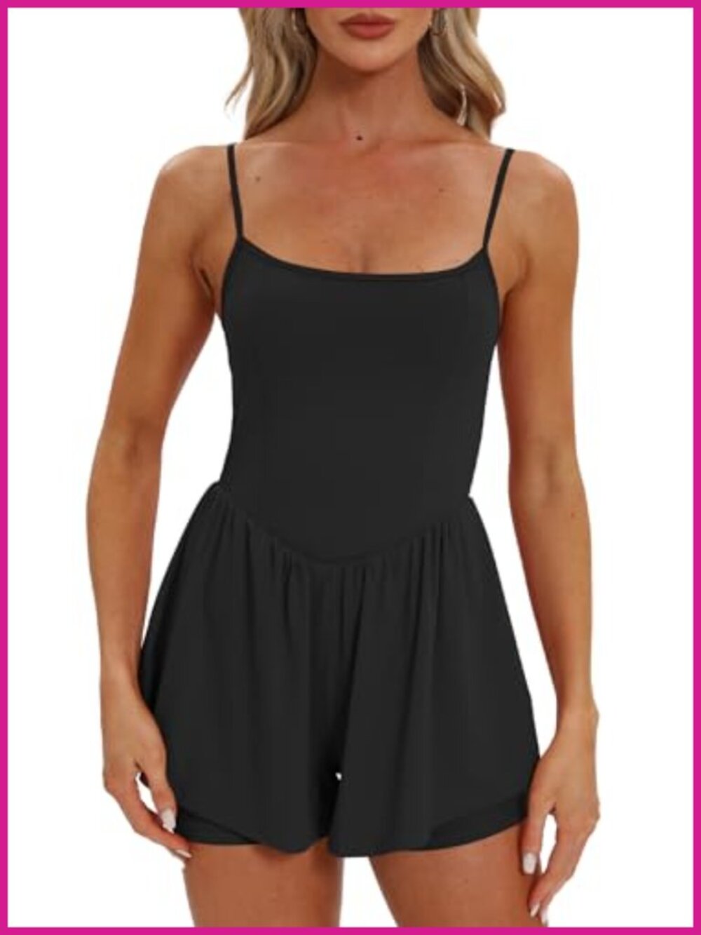 Women's Summer Sleeveless Spaghetti Strap Romper Shorts Jumpsuit